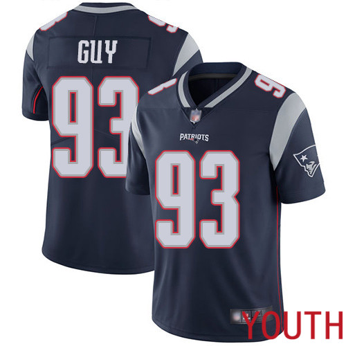 New England Patriots Football #93 Vapor Limited Navy Blue Youth Lawrence Guy Home NFL Jersey